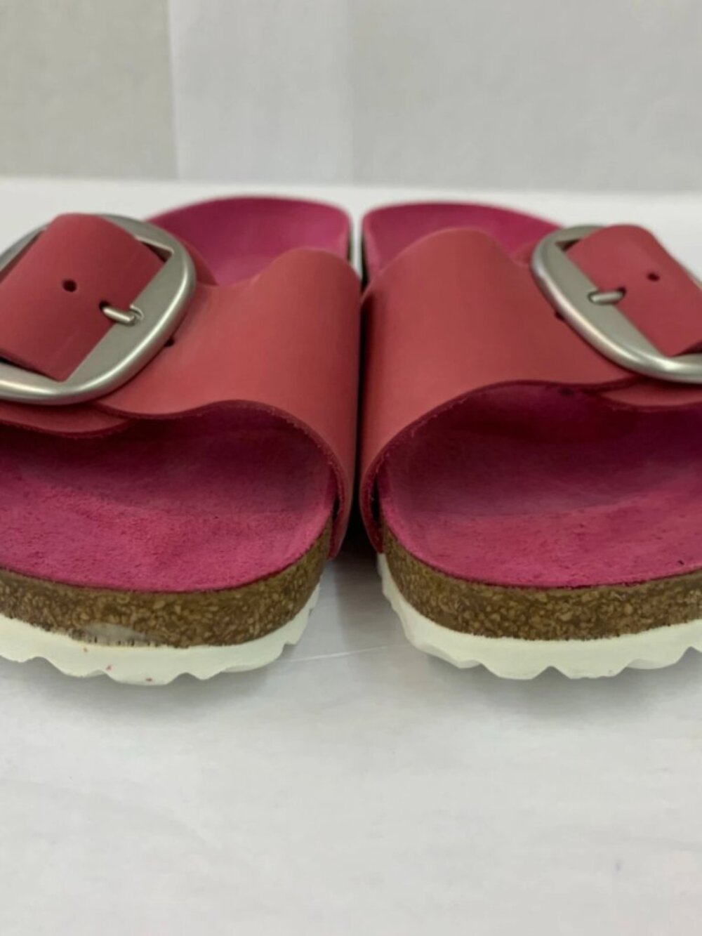 Birkenstock Madrid Big Buckle Fuchsia Tulip Nubuck Leather Narrow Width Sandals